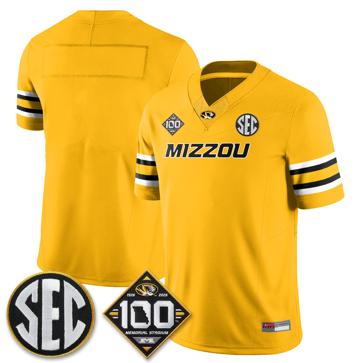 Missouri Tigers 100th Anniversary of Memorial Stadium Vapor Jersey - Stitched