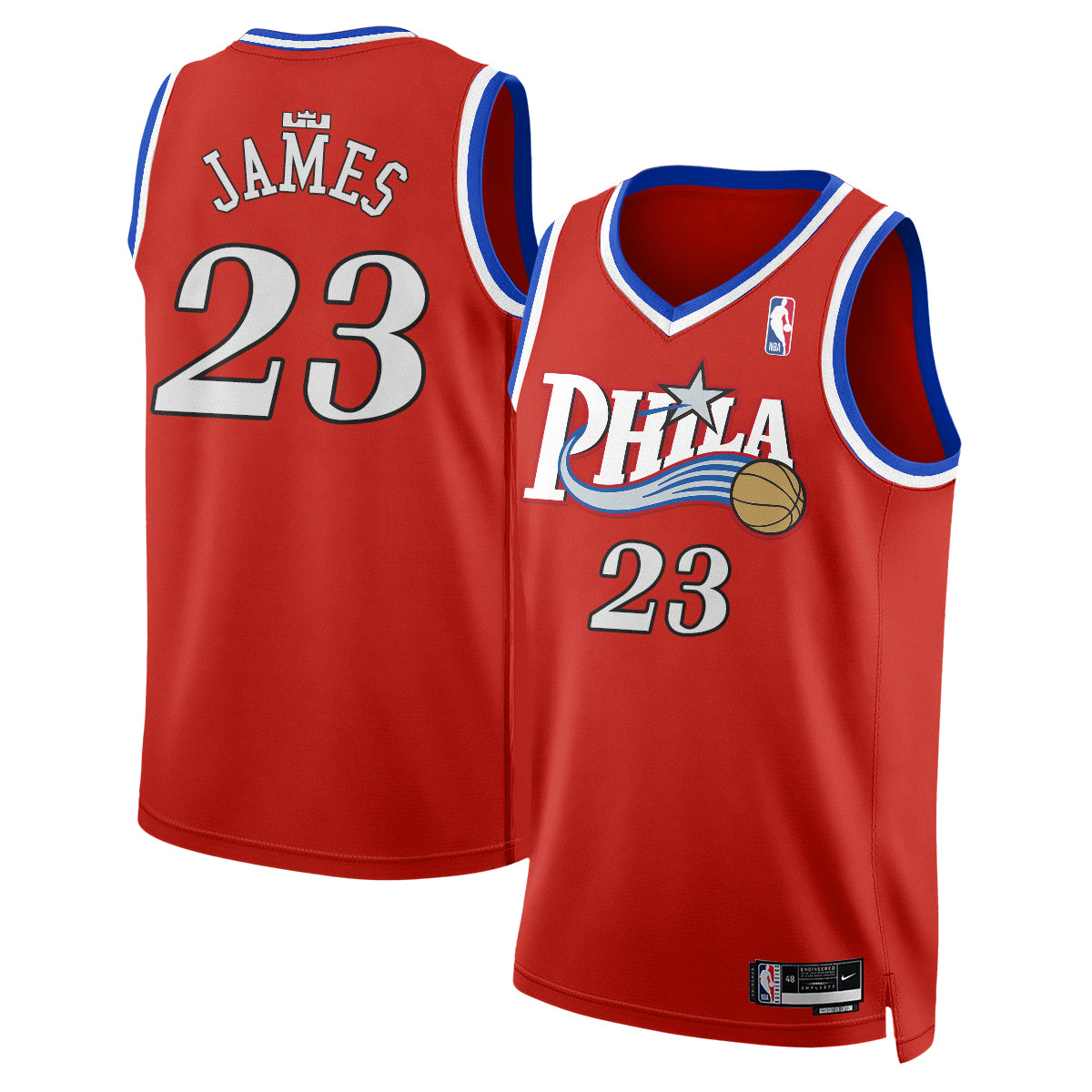 Philadelphia 76ers LeBron James #23 Throwback Vapor Jersey - Stitched