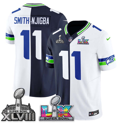 Seattle Seahawks Throwback 2 SB Patches Vapor Jersey - Stitched-NQD