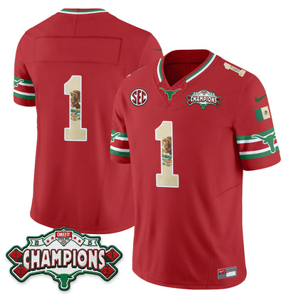 Texas Longhorns Mexico Edition Vapor Jersey - Stitched-NQD