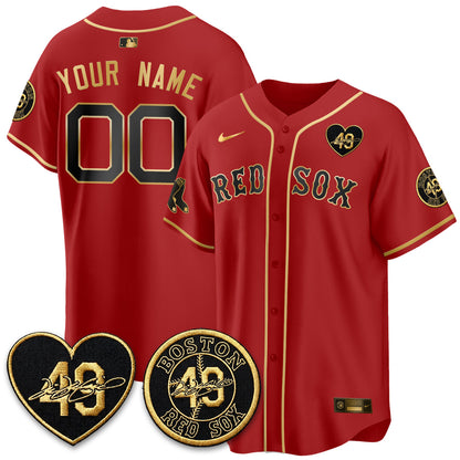 BOS Tim Wakefield Memorial Patch Vaper Premier Limited Gold Edition Custom Jersey - All Stitched