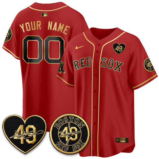 BOS Tim Wakefield Memorial Patch Vaper Premier Limited Gold Edition Custom Jersey - All Stitched