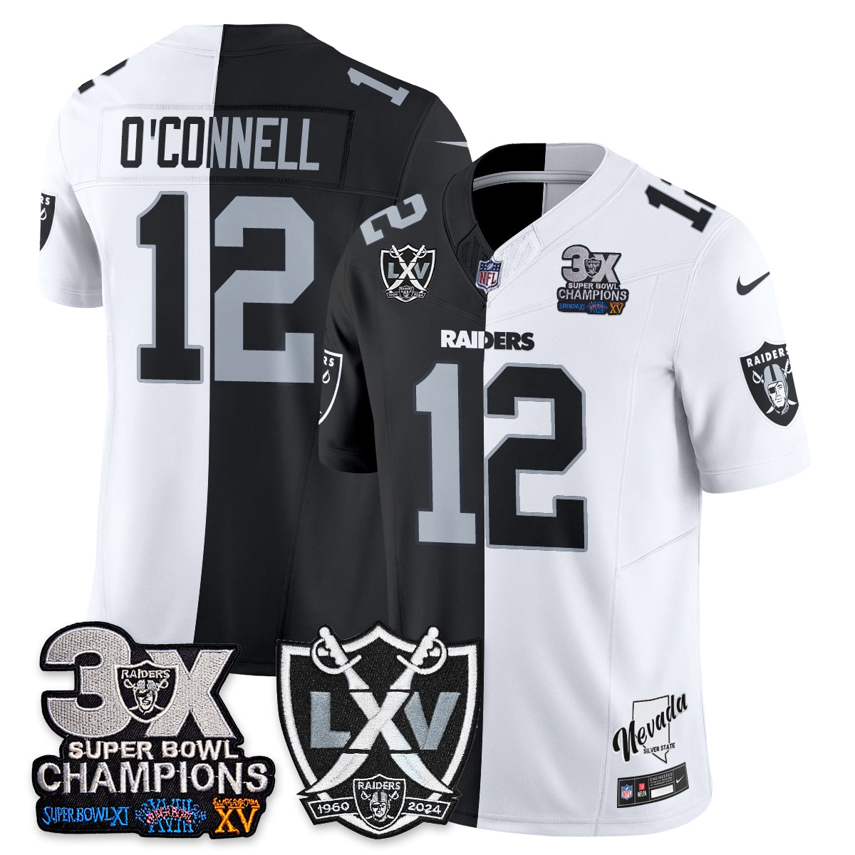 Las Vegas Raiders Split Edition Vapor Jersey V2- Stitched