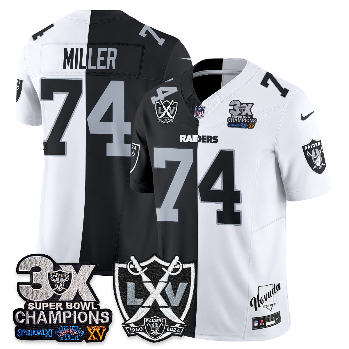 Las Vegas Raiders Split Edition Vapor Jersey V2- Stitched