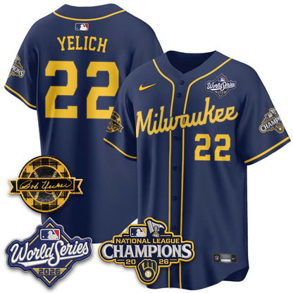 MIL 2026 NL Champions - Bob Uecker Patch Vapor Jersey - Stitched-NQD.