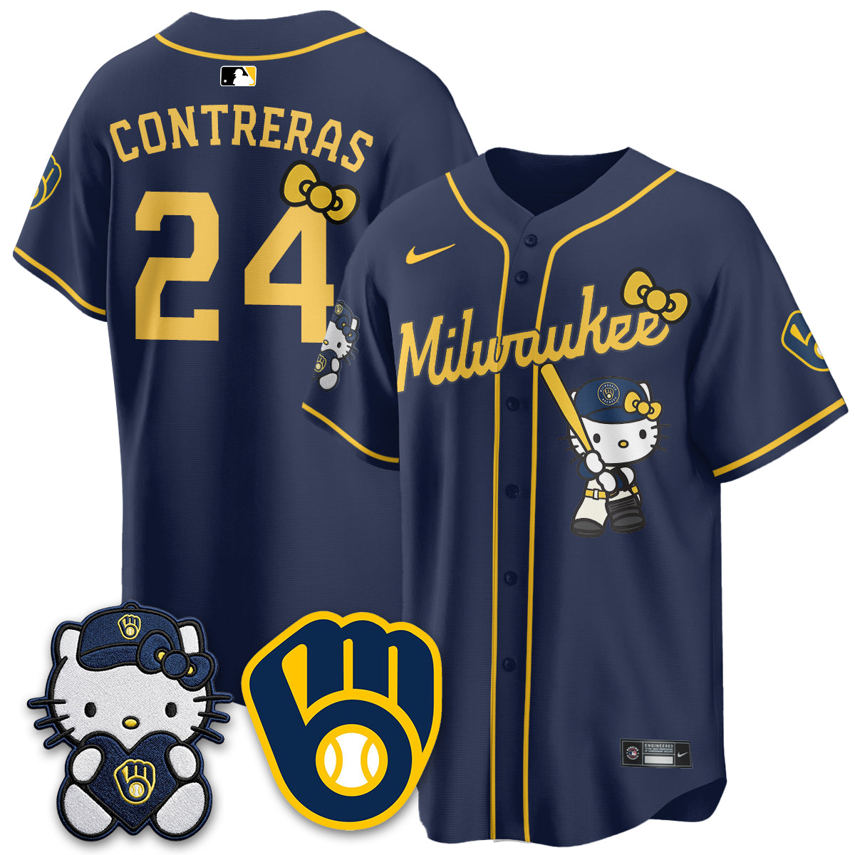 Milwaukee Brewers Meow KT Night Vapor Limited Jersey - Stitched