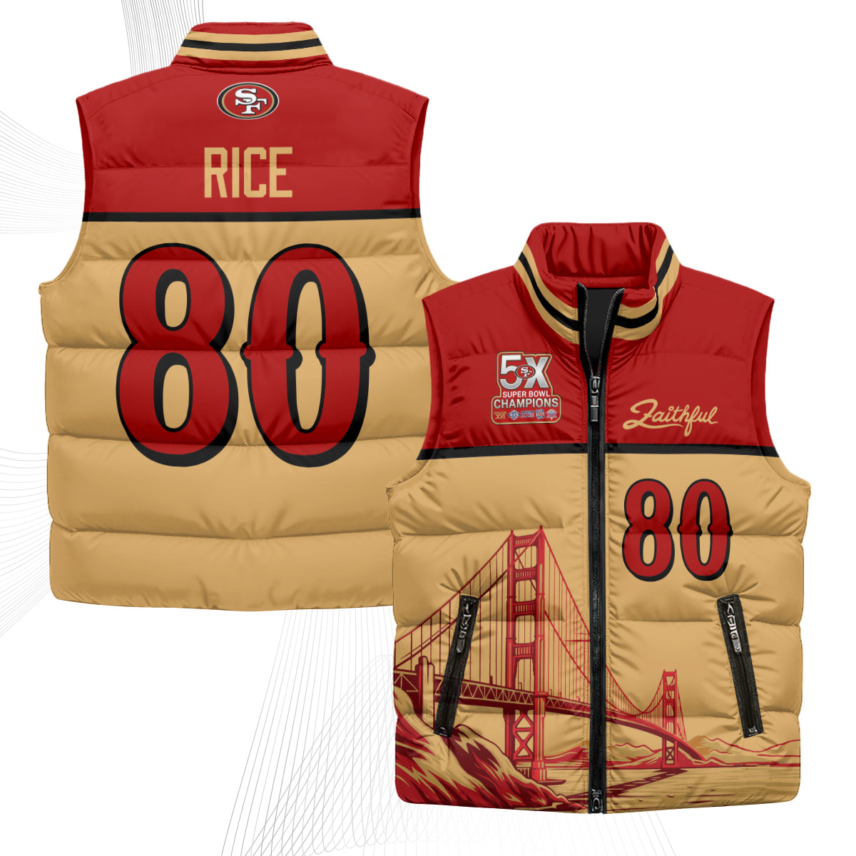 San Francisco 49ers Faithful Puffer Vest - Printed