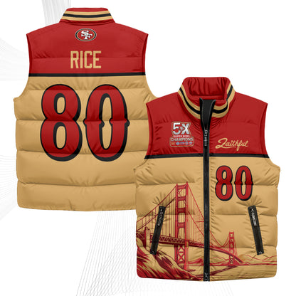 San Francisco 49ers Faithful Puffer Vest - Printed