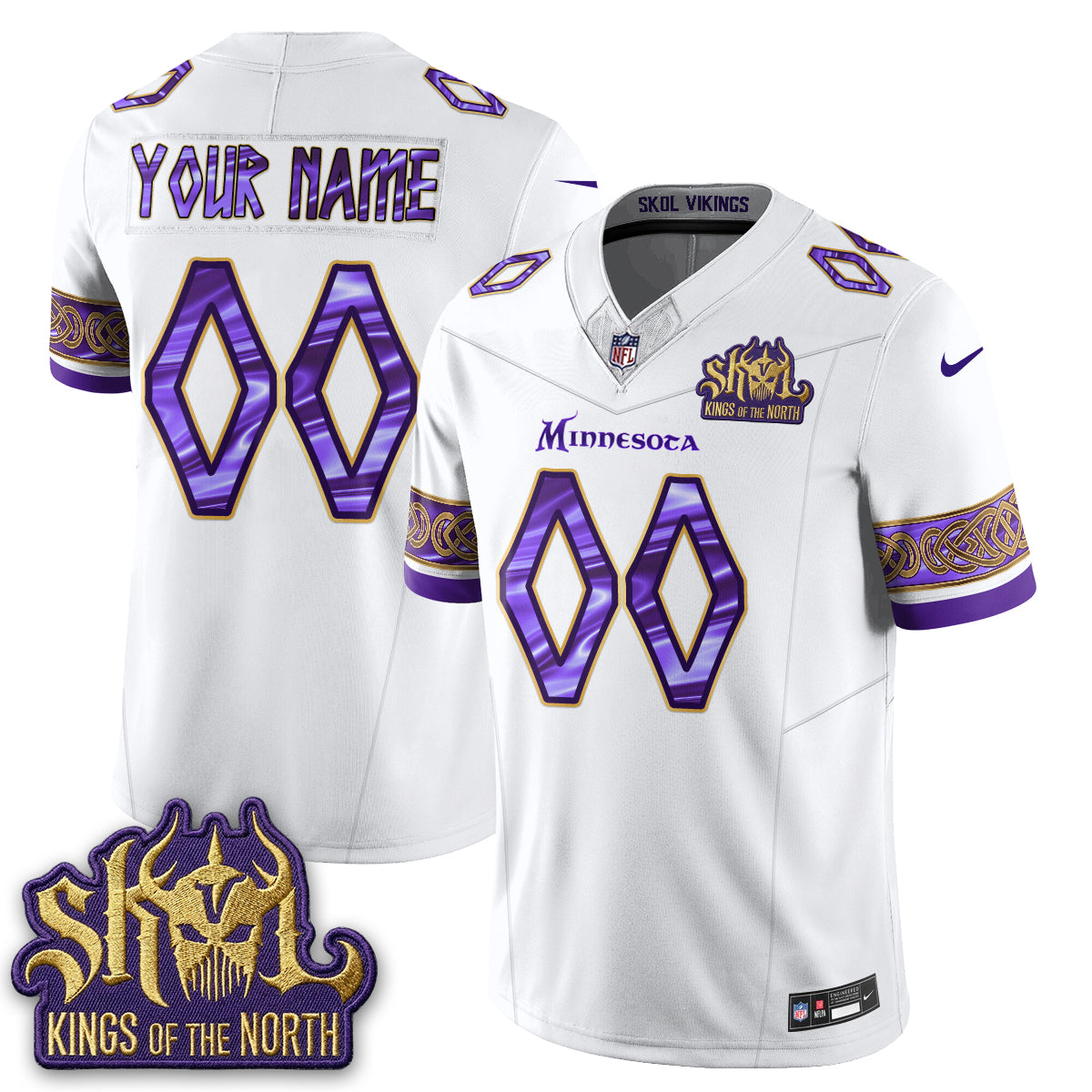Minnesota Vikings Fangear Edition Warrior Skol Patch Vikings Font Vapor Custom Jersey - Stitched