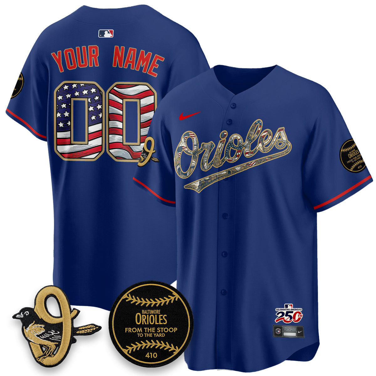 Baltimore Orioles 2026 Independence Day USA Vapor Limited Custom Jersey - Stitched