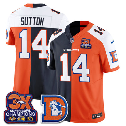Denver Broncos Throwback Split Vapor Jersey - Stitched-NQD