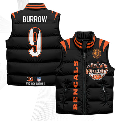 Cincinnati Bengals John Madden Patch Puffer Vest - Printed