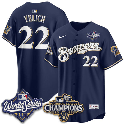 Milwaukee Brewers 2026 NL Champions Throwback Jersey - Stitched
