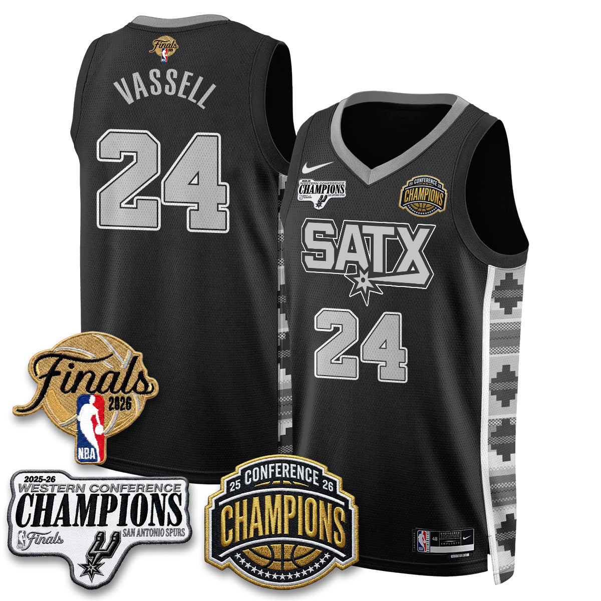 San Antonio Spurs 2026 NBA Western Conference Champions Vapor Jersey - Stitched