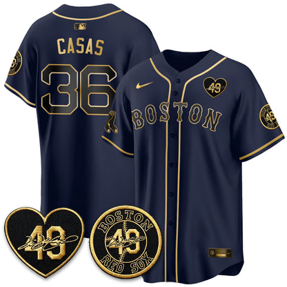 BOS Tim Wakefield Memorial Patch Vaper Premier Limited Gold Edition Jersey - All Stitched