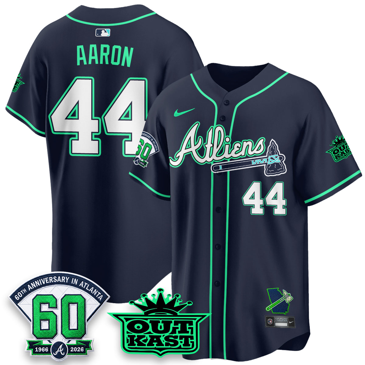 Atlanta Braves x Atliens Cool Base Galaxy Version Jersey - Stitched
