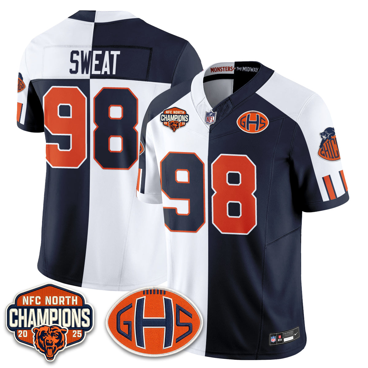 Chicago Bears 2026 Rivalries Split Edition Vapor Jersey - Stitched