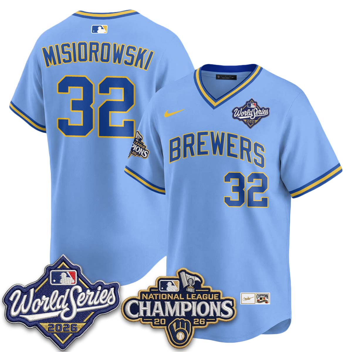 Milwaukee Brewers 2026 NL Champions Throwback Jersey - Stitched
