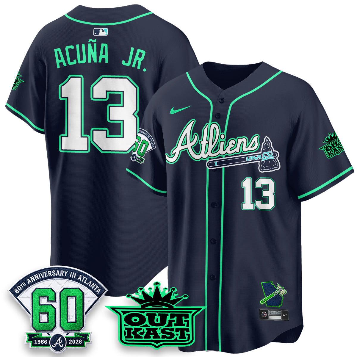 Atlanta Braves x Atliens Cool Base Galaxy Version Jersey - Stitched