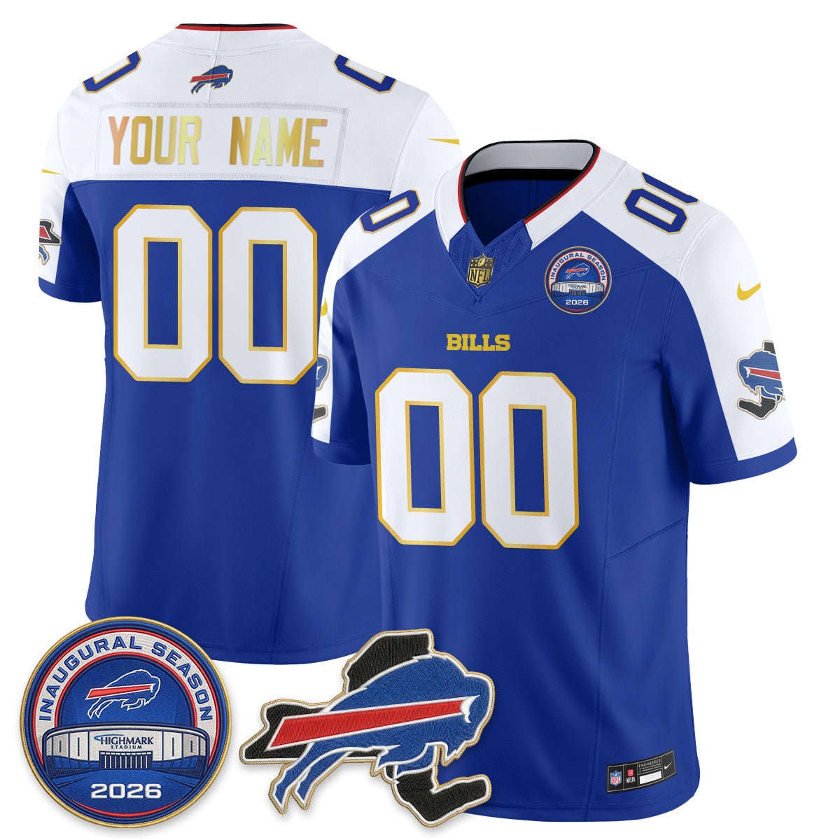 Buffalo Bills 2026 Gold Trim Edition Vapor Custom Jersey - Stitched