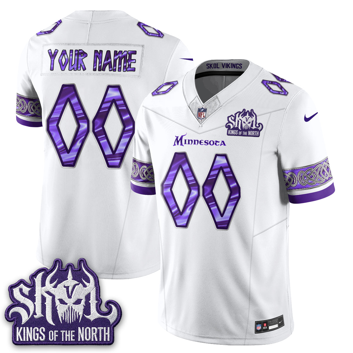 Minnesota Vikings Fangear Edition Warrior Skol Patch Vikings Font Vapor Custom Jersey - Stitched