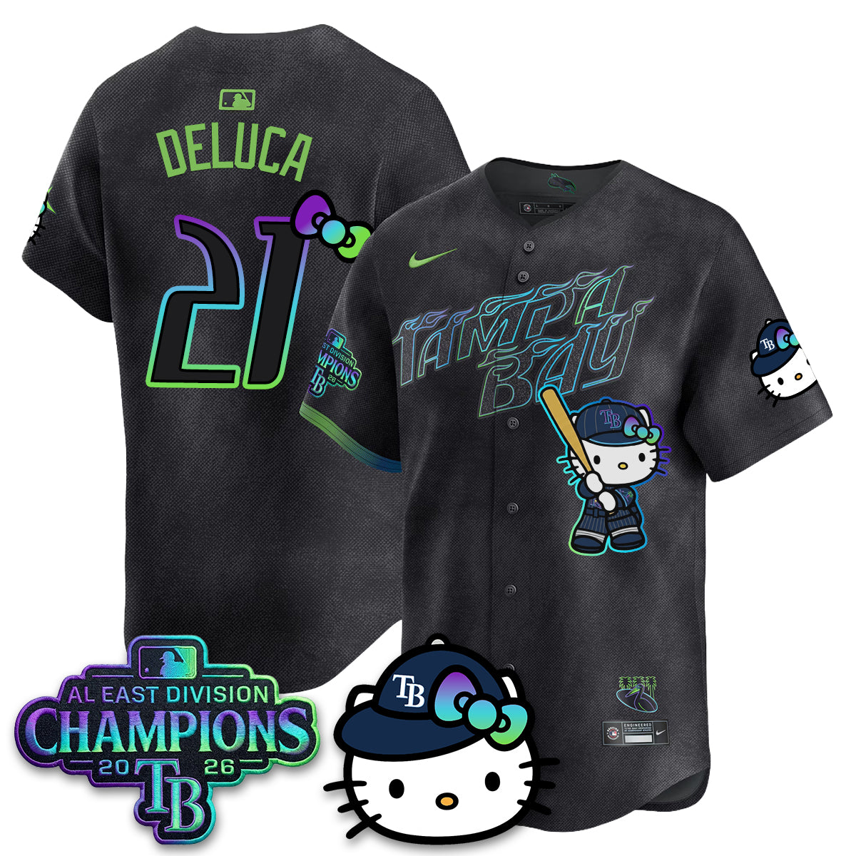 Tampa Bay Rays x Meow KT 2026 AL East Champs Vapor Jersey - Stitched-NQD