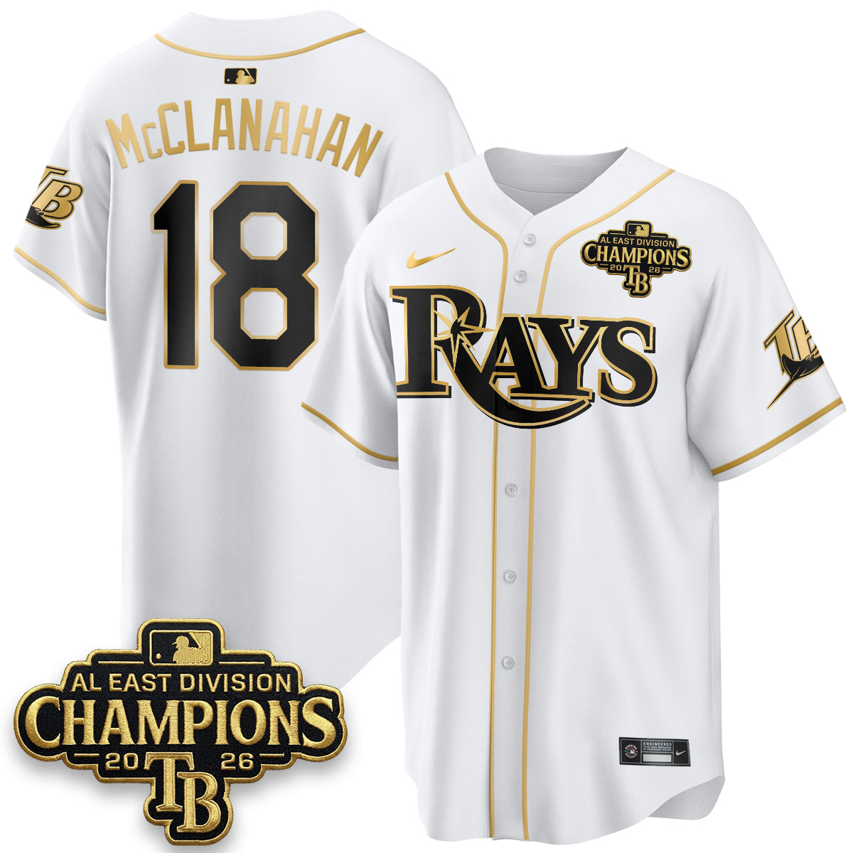Tampa Bay Rays 2026 AL East Champs Gold Edition Vapor Jersey - Stitched-NQD