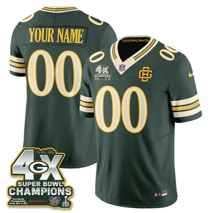 Green Bay Packers 2026 Rivalries 4X Champs Custom Vapor Jersey - Stitched