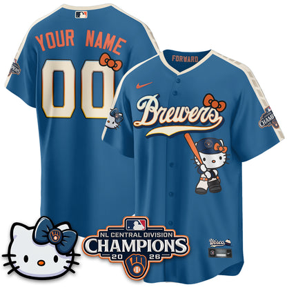 Milwaukee Brewers NL Central Champs x Meow KT Vapor Custom Jersey - Stitched-NQD