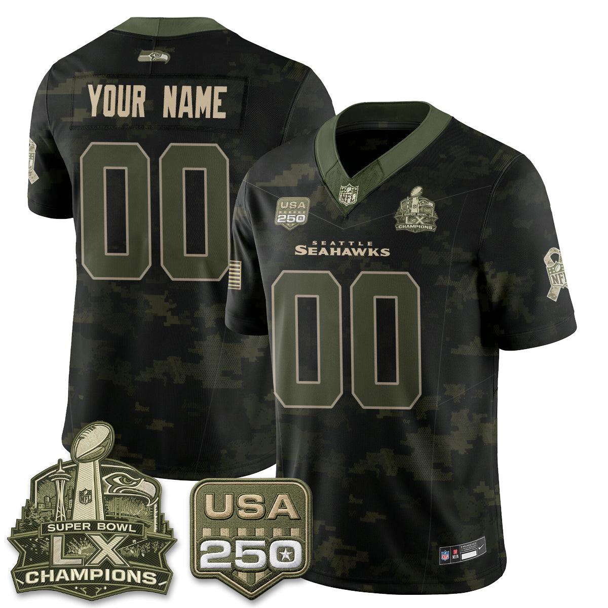 Seattle Seahawks 2026 Salute to Service Edition Vapor Custom Jersey - Stitched-NQD