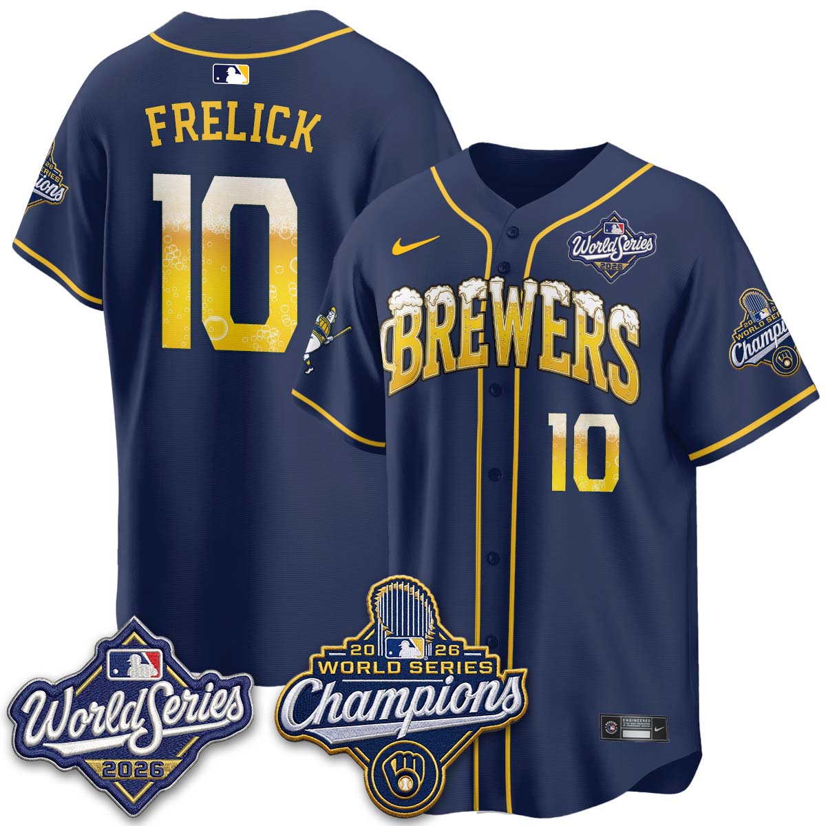 Milwaukee Brewers "Pitcher & Pint" 2026 WS Champions Vapor Jersey - Stitched