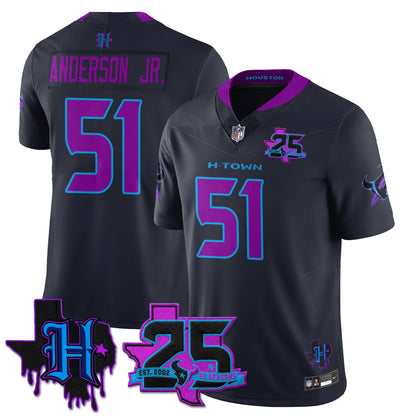 Houston Texans 25th Seasons in 2026 DJ Screw Vapor Limited Jersey - All Stitched