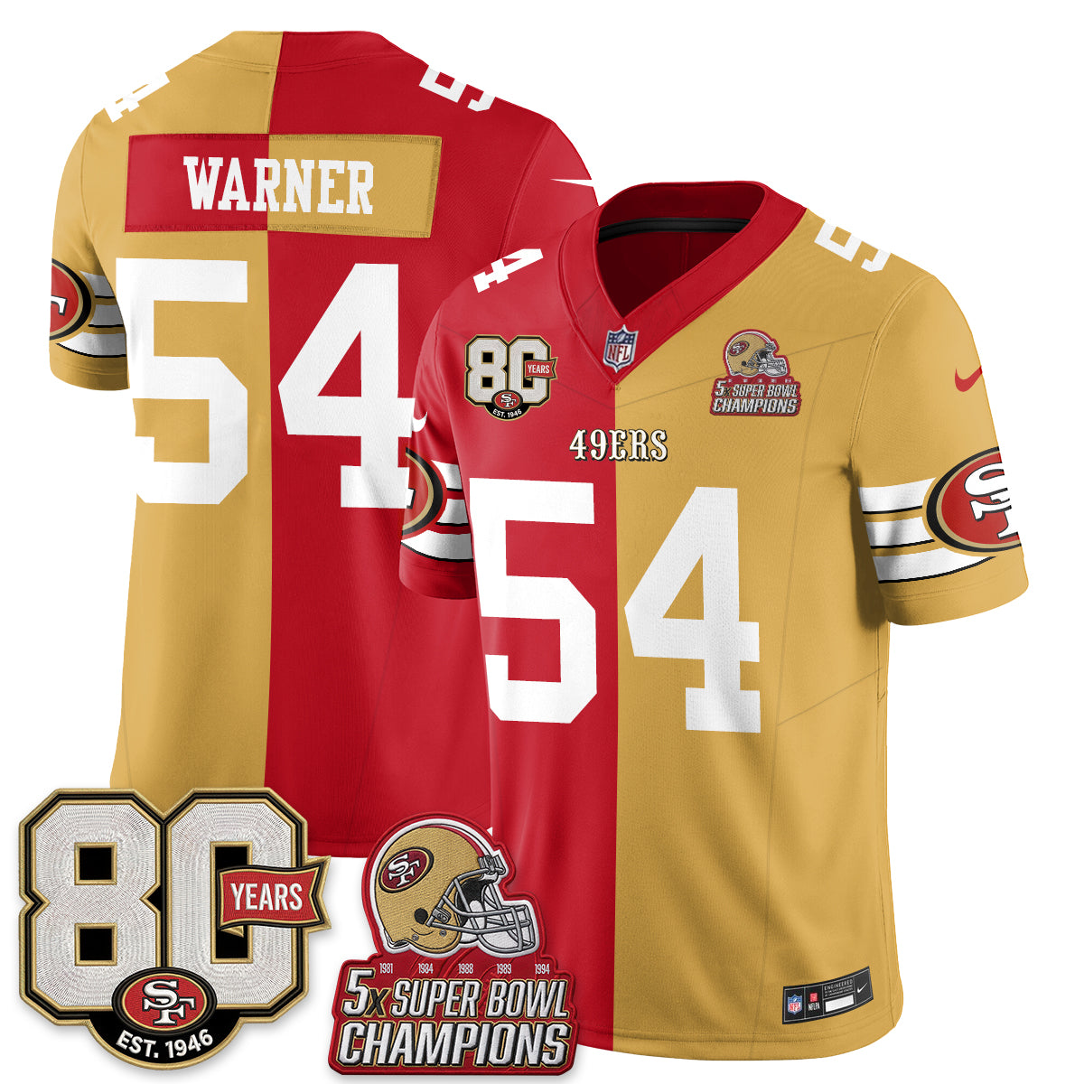 San Francisco 49ers Split Style Vapor Jersey - Stitched