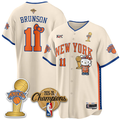 New York Knicks 2026 NBA Champions x Meow Kitty Vapor Jersey - Stitched