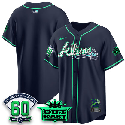 Atlanta Braves x Atliens Cool Base Galaxy Version Jersey - Stitched