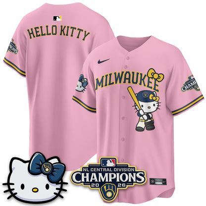Milwaukee Brewers NL Central Champs x Meow KT Vapor Jersey - Stitched