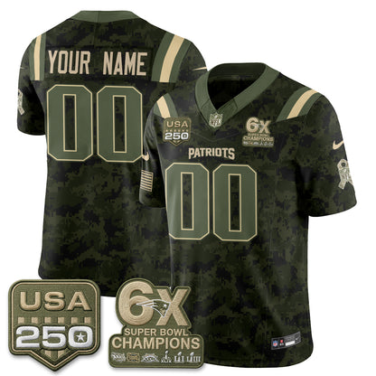New England Patriots 2026 Salute to Service Edition Vapor Custom Jersey - Stitched