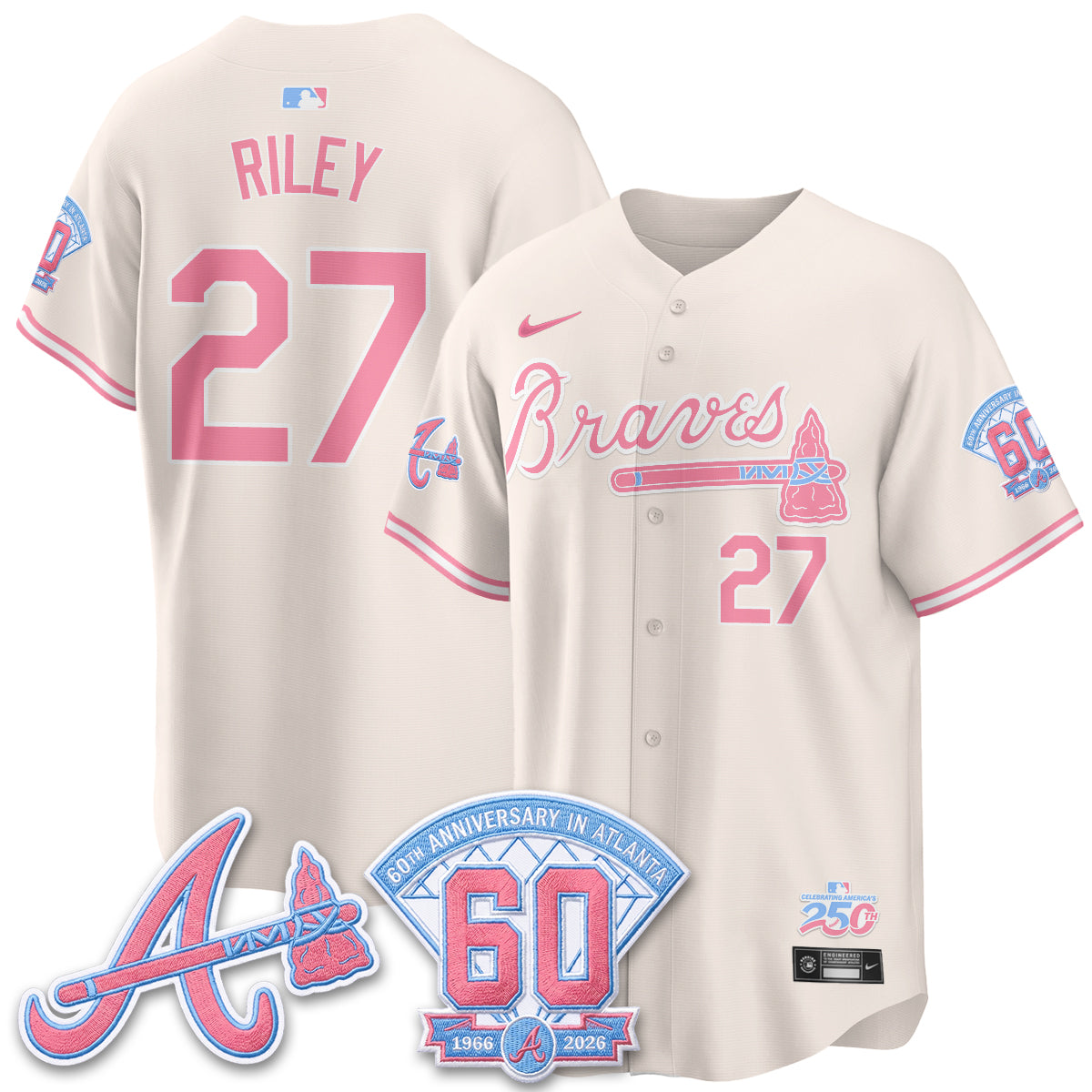 Atlanta Braves x Bubblegum Vapor Jersey - Stitched