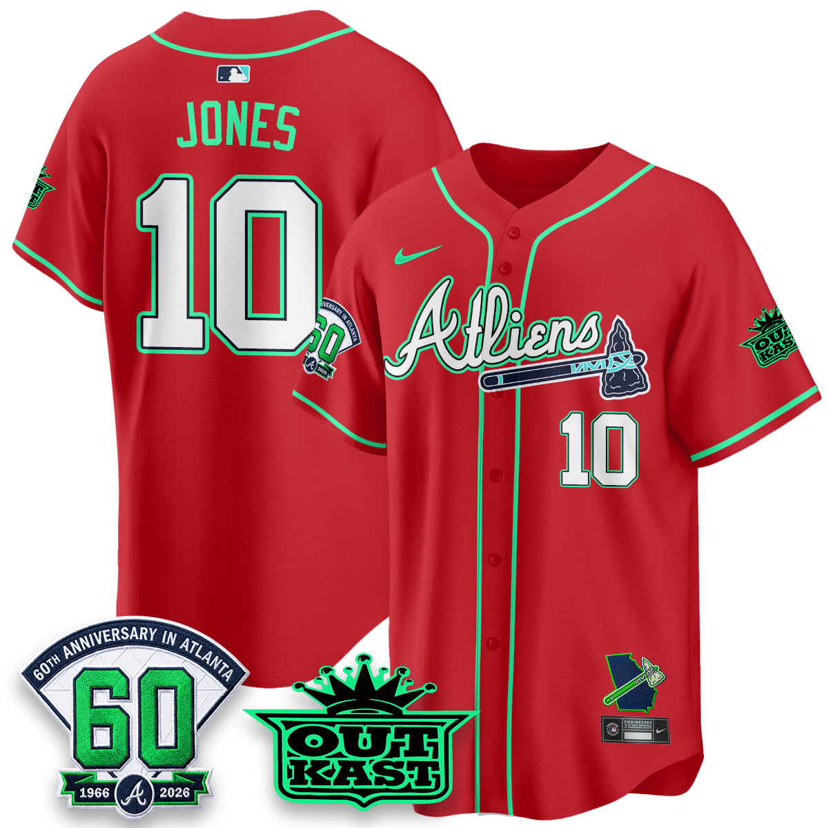 Atlanta Braves x Atliens Cool Base Galaxy Version Jersey - Stitched