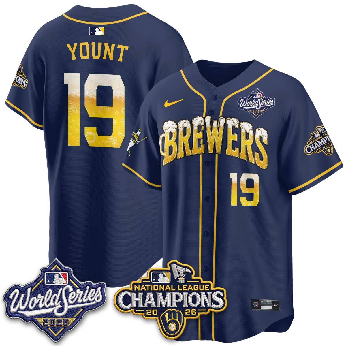 Milwaukee Brewers "Pitcher & Pint" WS26 & 2026 NL Champions Vapor Jersey - Stitched (V2)