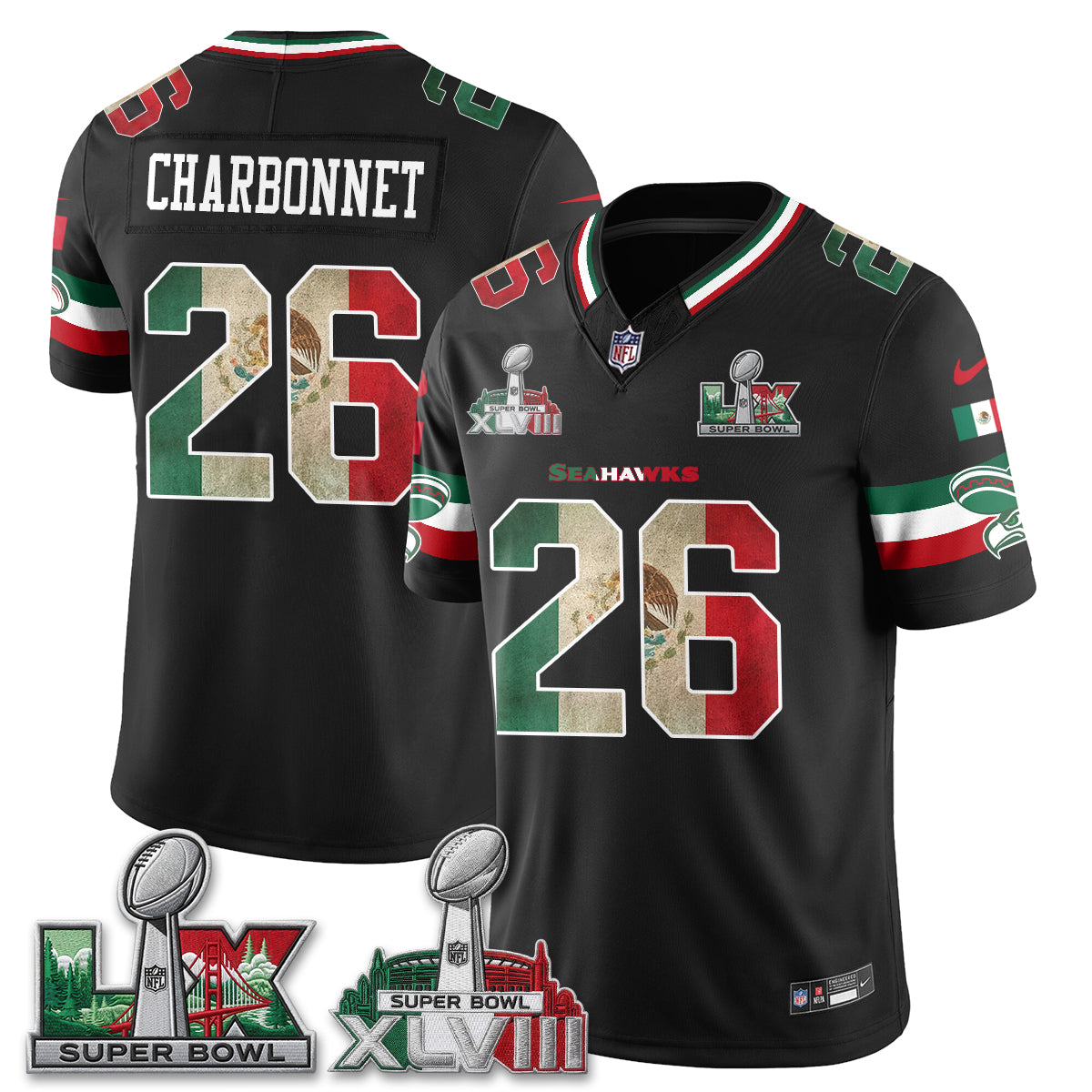 Seattle Seahawks Mexico Edition Vapor Jersey V2- Stitch-NQD