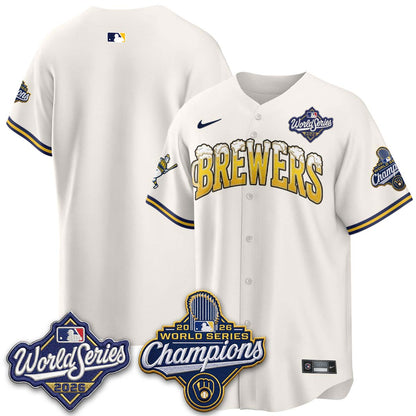 Milwaukee Brewers "Pitcher & Pint" 2026 WS Champions Vapor Jersey - Stitched