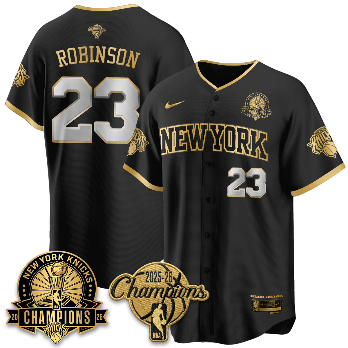New York Knicks 2026 NBA Champions Cream Baseball Edition Vapor Jersey - Stitched