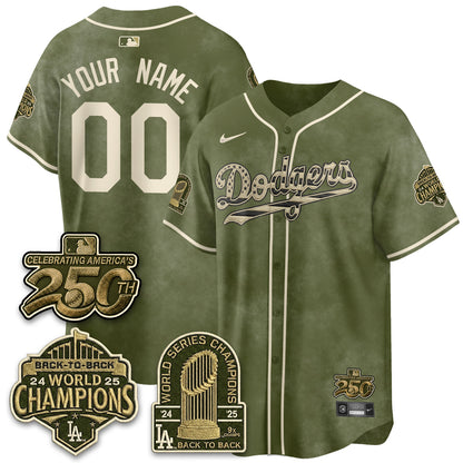 Los Angeles Dodgers New Era Olive 2026 Armed Forces Day Custom Jersey -All Stitched V2
