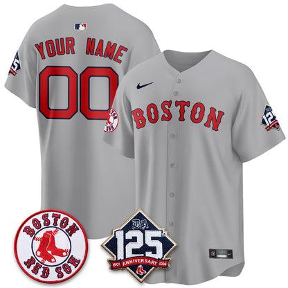 Boston Red Sox 125th Anniversary Patch Vapor Custom Jersey - Stitched