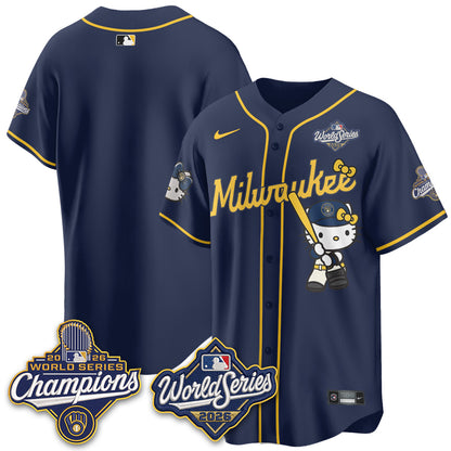 Milwaukee Brewers 2026 WS Champions x Meow KT Vapor Jersey - Stitched