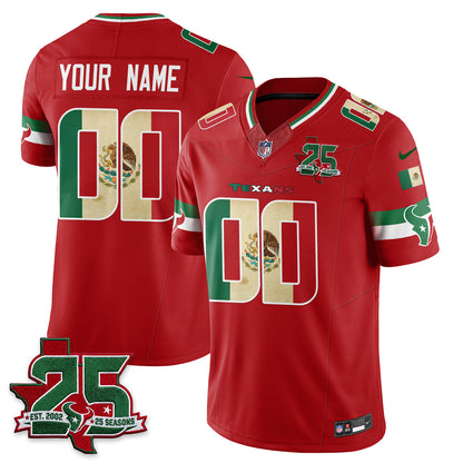 Houston Texans 25 Seasons Mexico Style Vapor Custom Jersey - Stitched