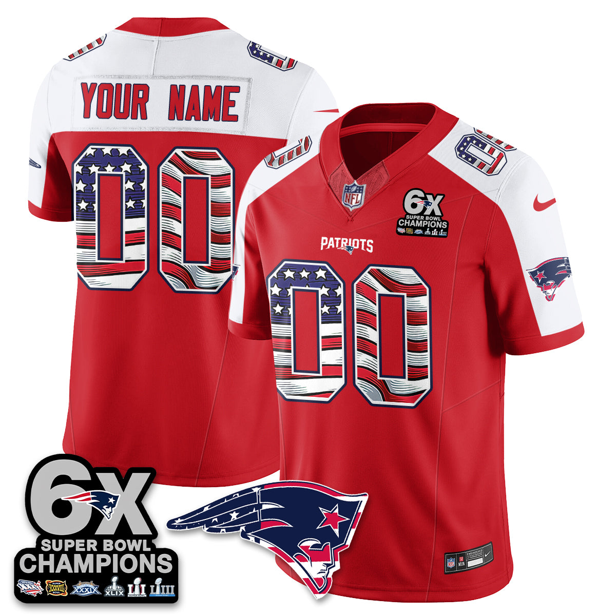 New England Patriots America Edition Vapor Custom Jersey V2- Stitched