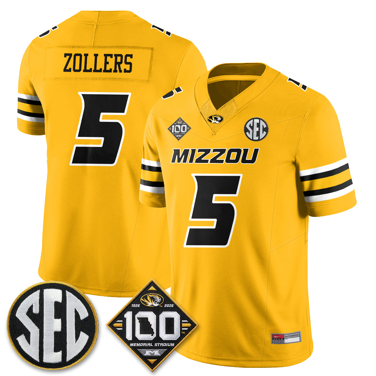 Missouri Tigers 100th Anniversary of Memorial Stadium Vapor Jersey - Stitched