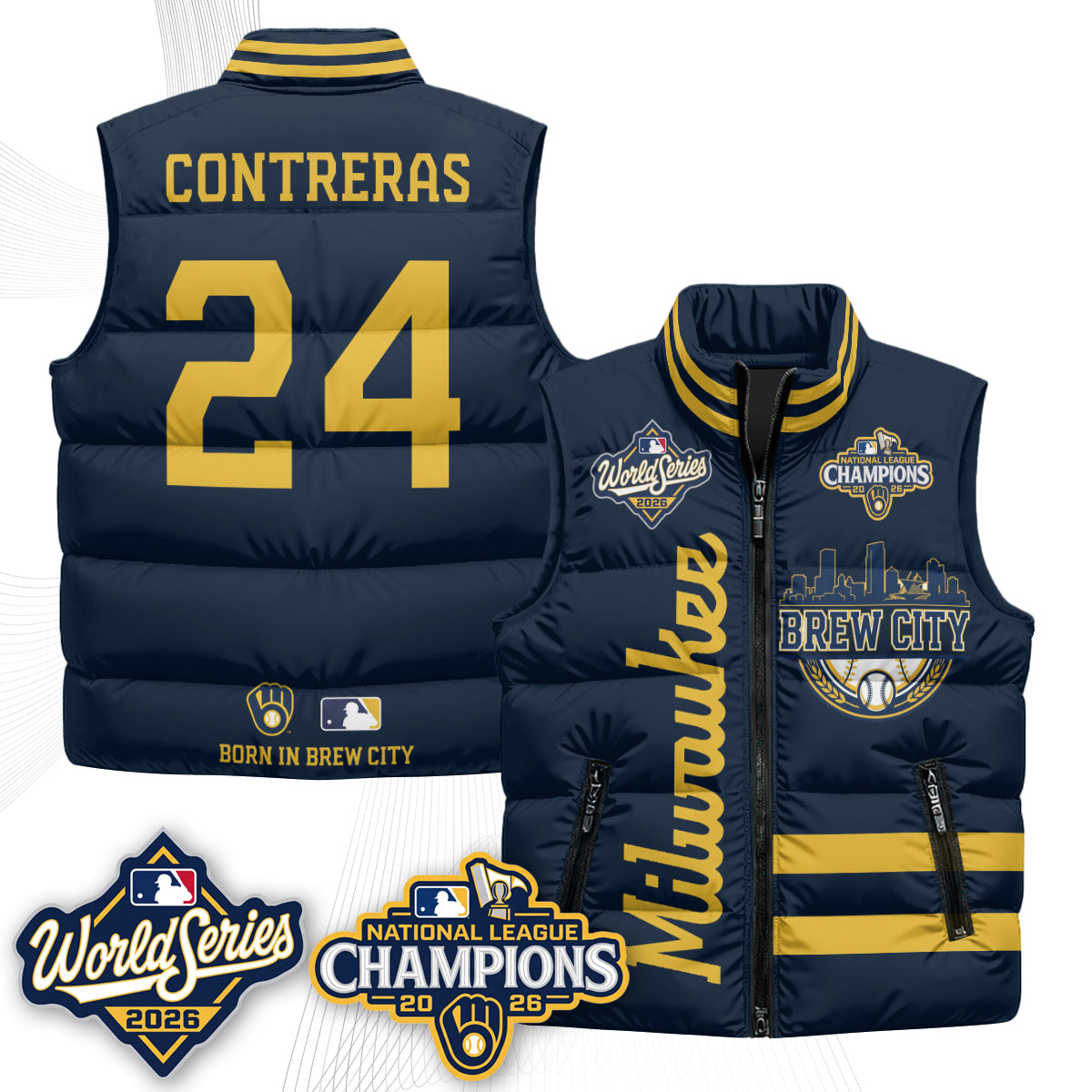 Milwaukee Brewers 2026 NL Champions Puffer Vest - Printed